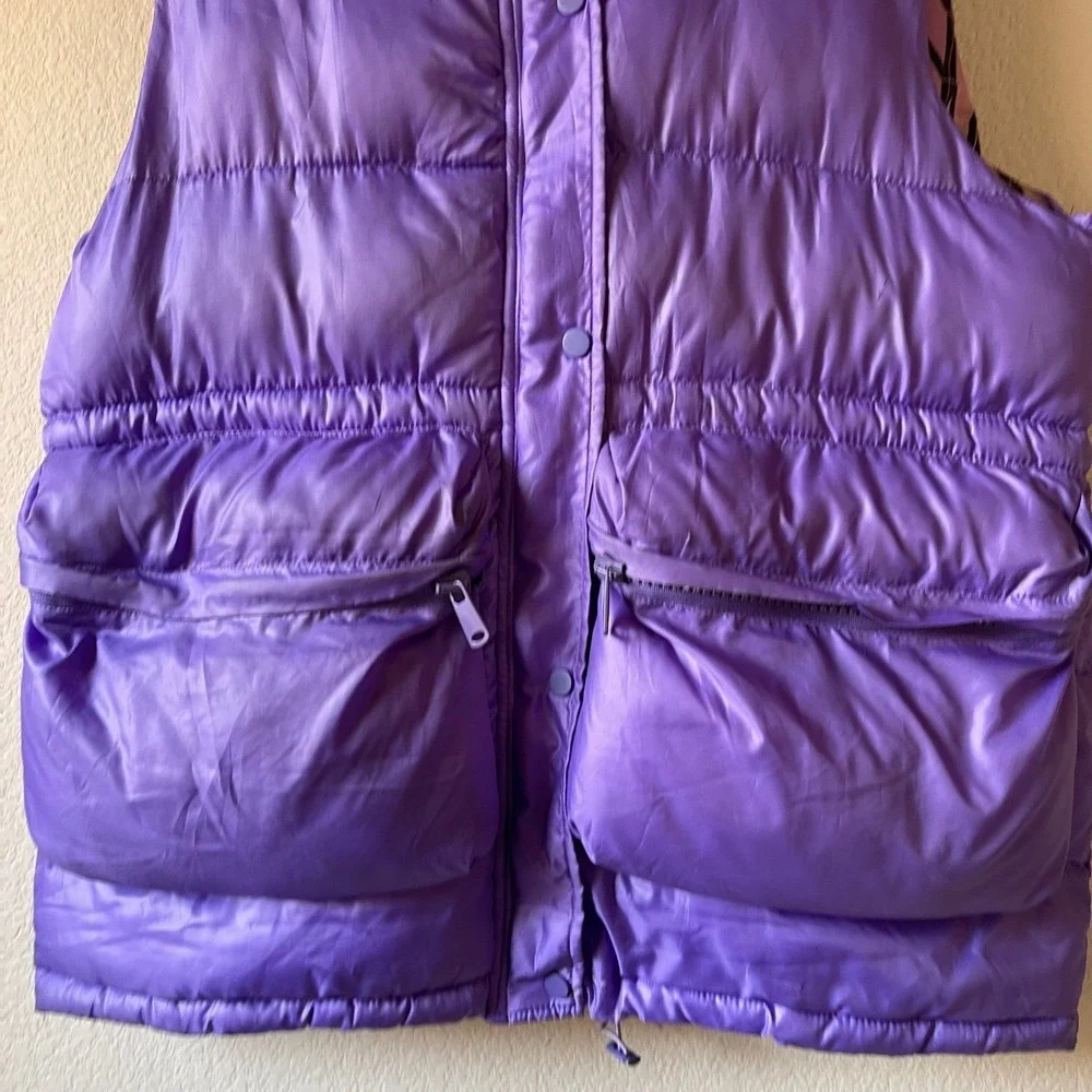 NOCTURNE Puffer‎ Hooded Vest Lavender Purple Quilted Zip Pockets Size 38/medium